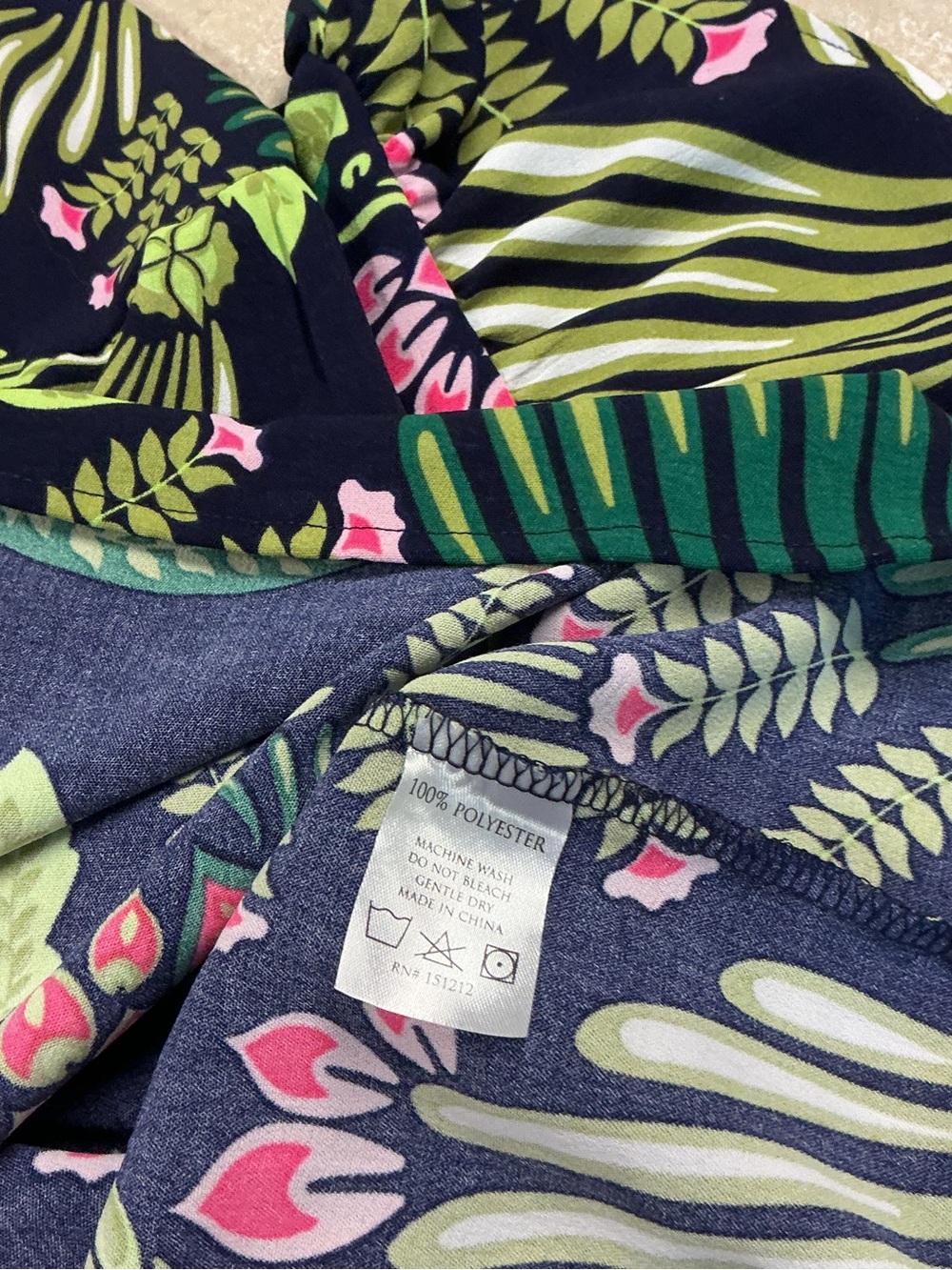 Michelle McDowell SZ XL Maxi Navy Dress Pink/green Florals Vneck 3/4 Bell Vacay - Picture 9 of 10